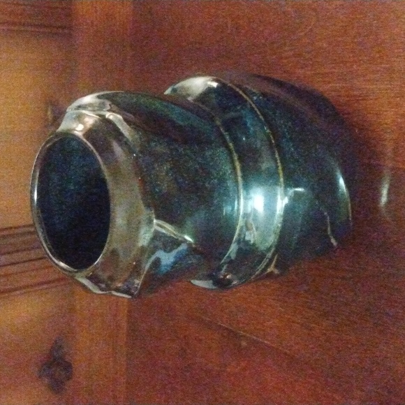 2 Deep Blue and Brown Glazed Smaller Decorative Pottery Vases - Picture 3 of 15